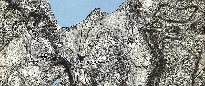 En gammal tecknad karta över Hovdala-området. 