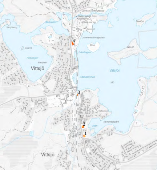 Kartbild över godkända platser i Vittsjö