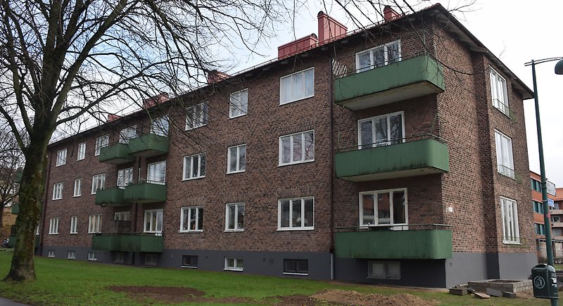 Lamellhus vid Tredje Avenyn, ritat 1946 av Valdus Wikén. Foto: Ingela Karlsson-Blomén