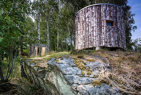 Vindskydden Birk och Birka på Hovdala Vandringscentrum