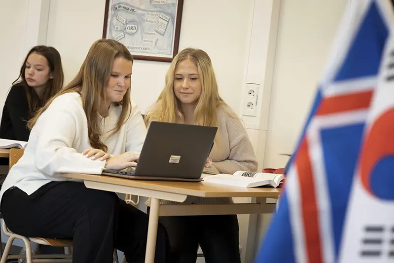 elevers som sitter vid sin bänkar i ett klassrum