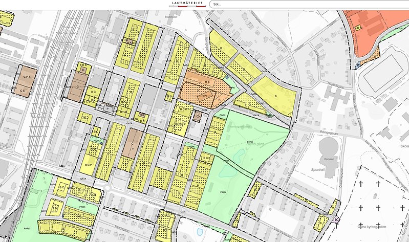Skärmklipp på Lantmäteriets webbtjänst för detaljplaner. Bilden visar Hässleholms kommun.